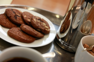 Cookies, biscuits, coffee and sugar cubes