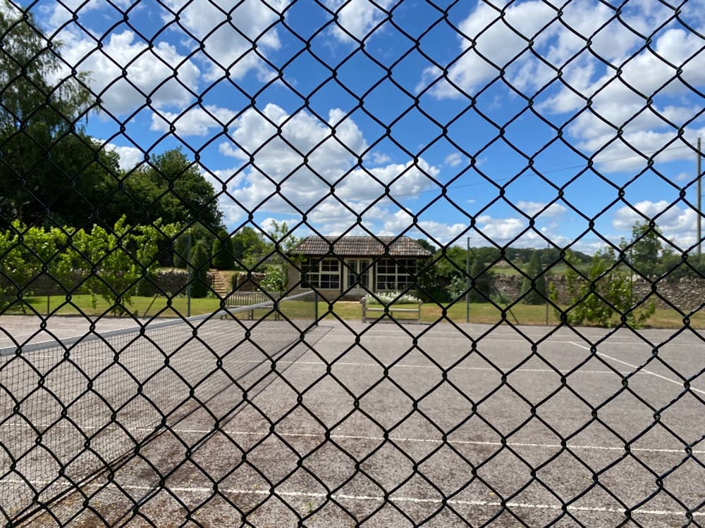 Tennis court with pavilion