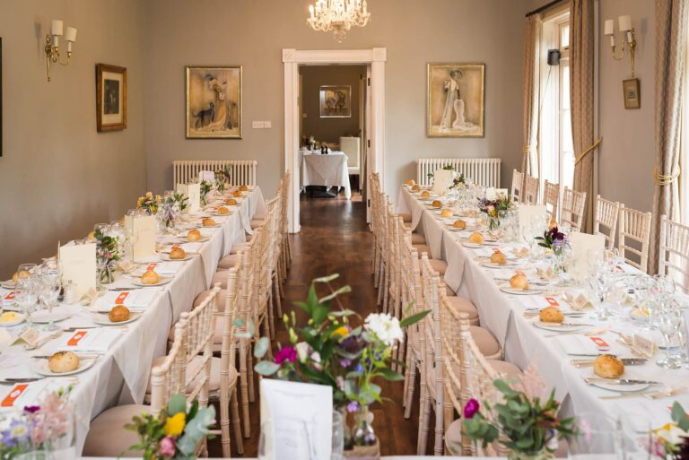 Orangery dining for wedding breakfast at Guyers House Hotel